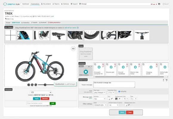Interfejs oprogramowania dla widoku 360° roweru
