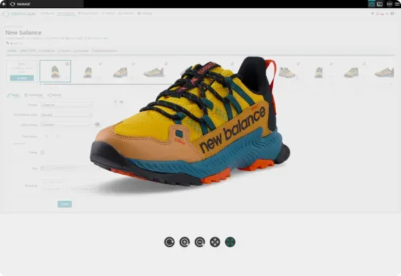 Widok buta New Balance w interfejsie zarządzania Orbitvu