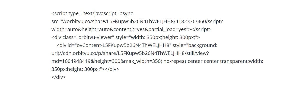 script embedding a 360-degree viewer