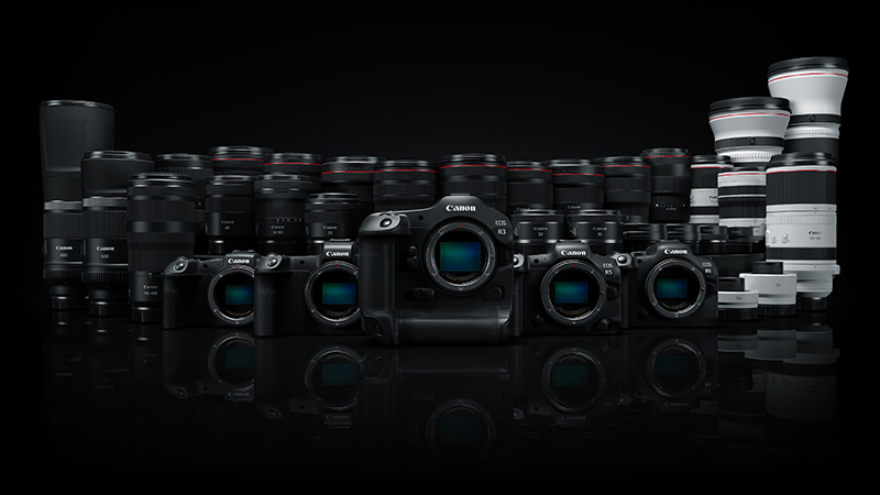 Source and copyright: Canon Europe. The EOS-R series with lenses.
