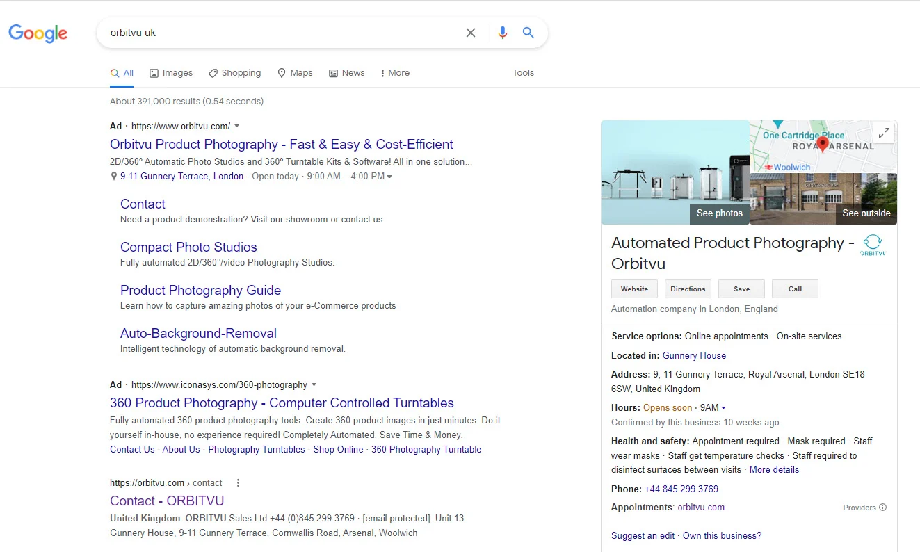 google search results