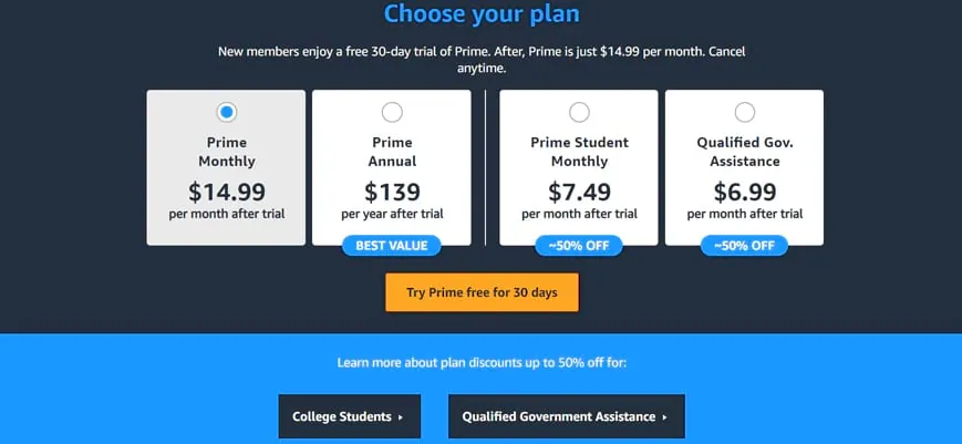 Plany Amazon Prime