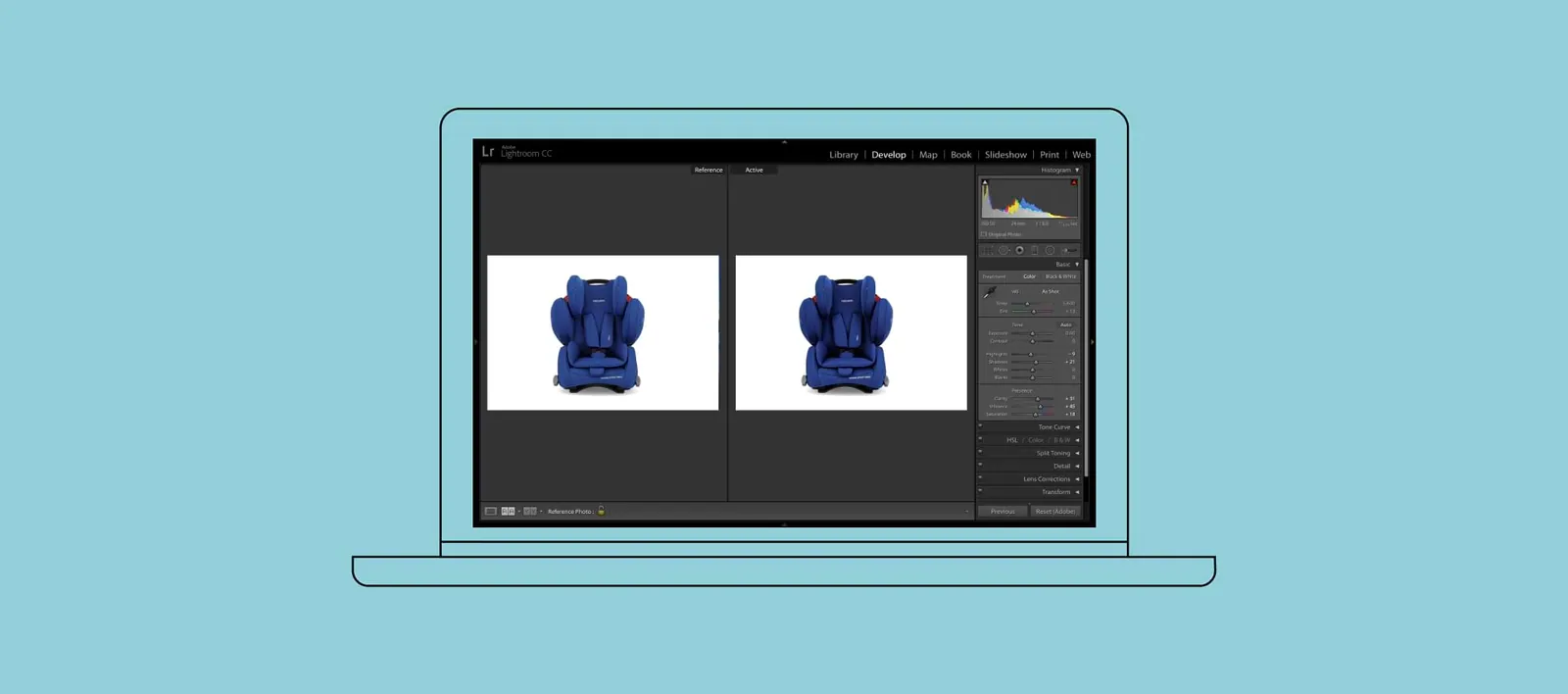 Nakładanie presetu Lightroom na zdjęcia produktowe