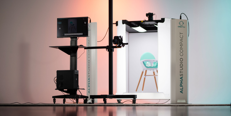A baby feeding chair shot in Orbitvu's Alphashot Compact