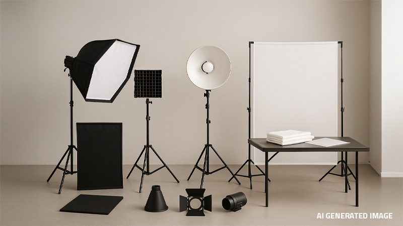 zdjęcie domowego studia fotograficznego typu flat lay