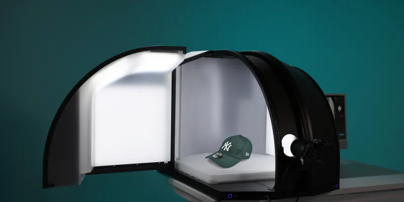 Czapka sfotografowana w otwartym zautomatyzowanym studiu Orbitvu