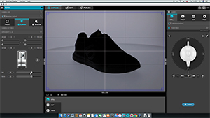 przygotowanie produktu do fotografii 360 - czarny but - białe tło 3