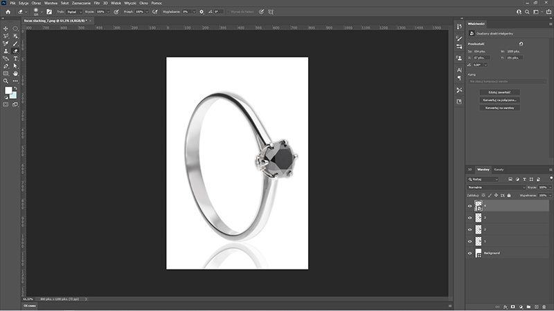 Technika Focus stacking z wykorzystaniem programu Photoshop do fotografii biżuterii