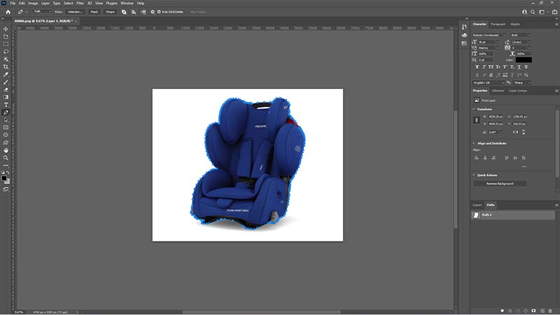 A clipping path - blue baby seat